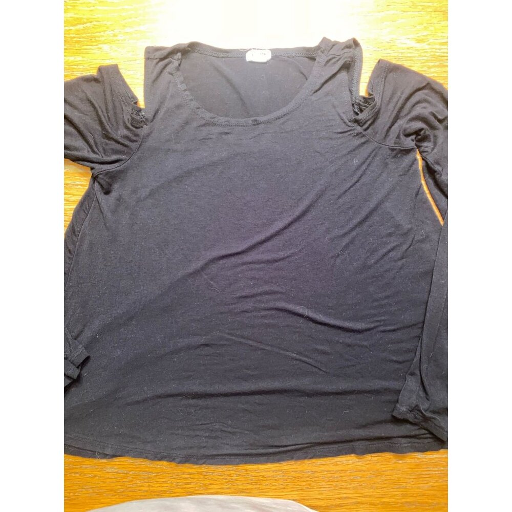 Black Cold Shoulder Long Sleeve Top Womens